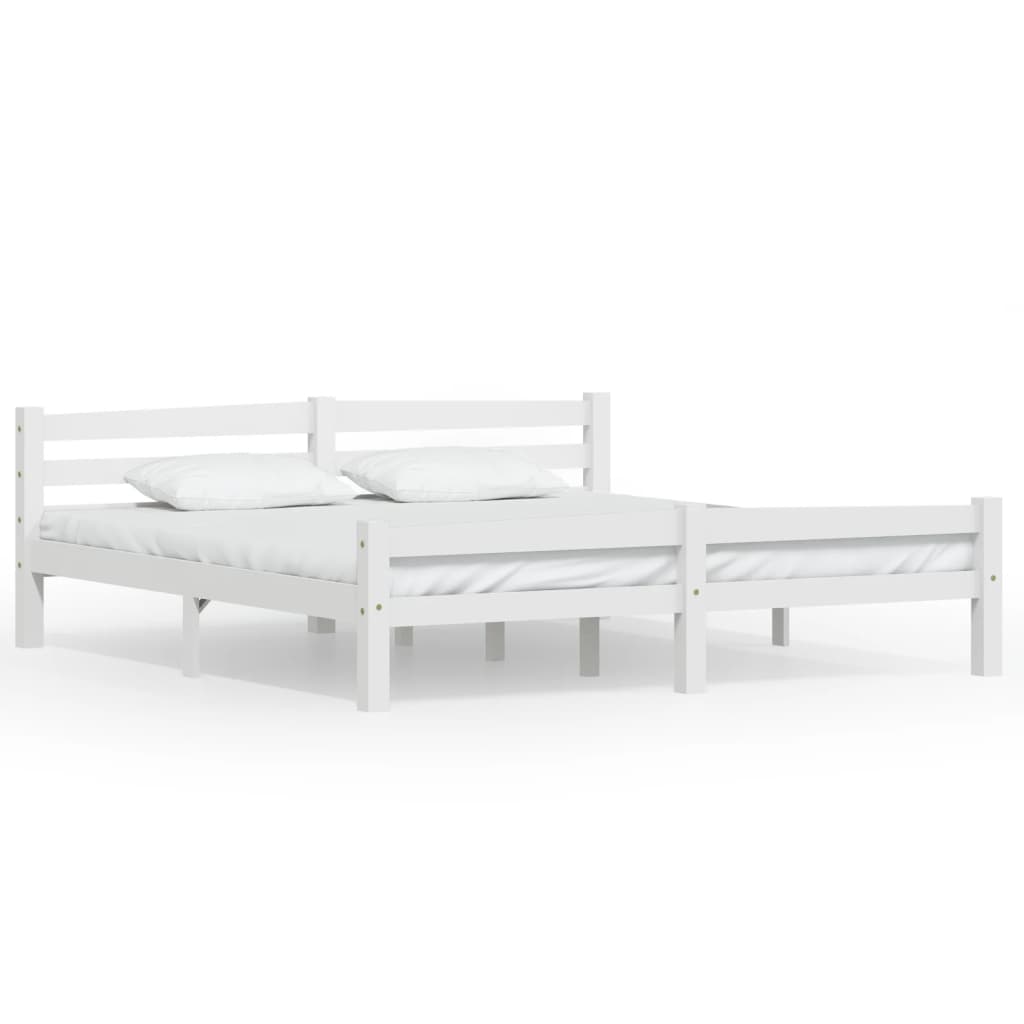 vidaXL Cadru de pat, alb, 180×200 cm, lemn de pin masiv vidaXL