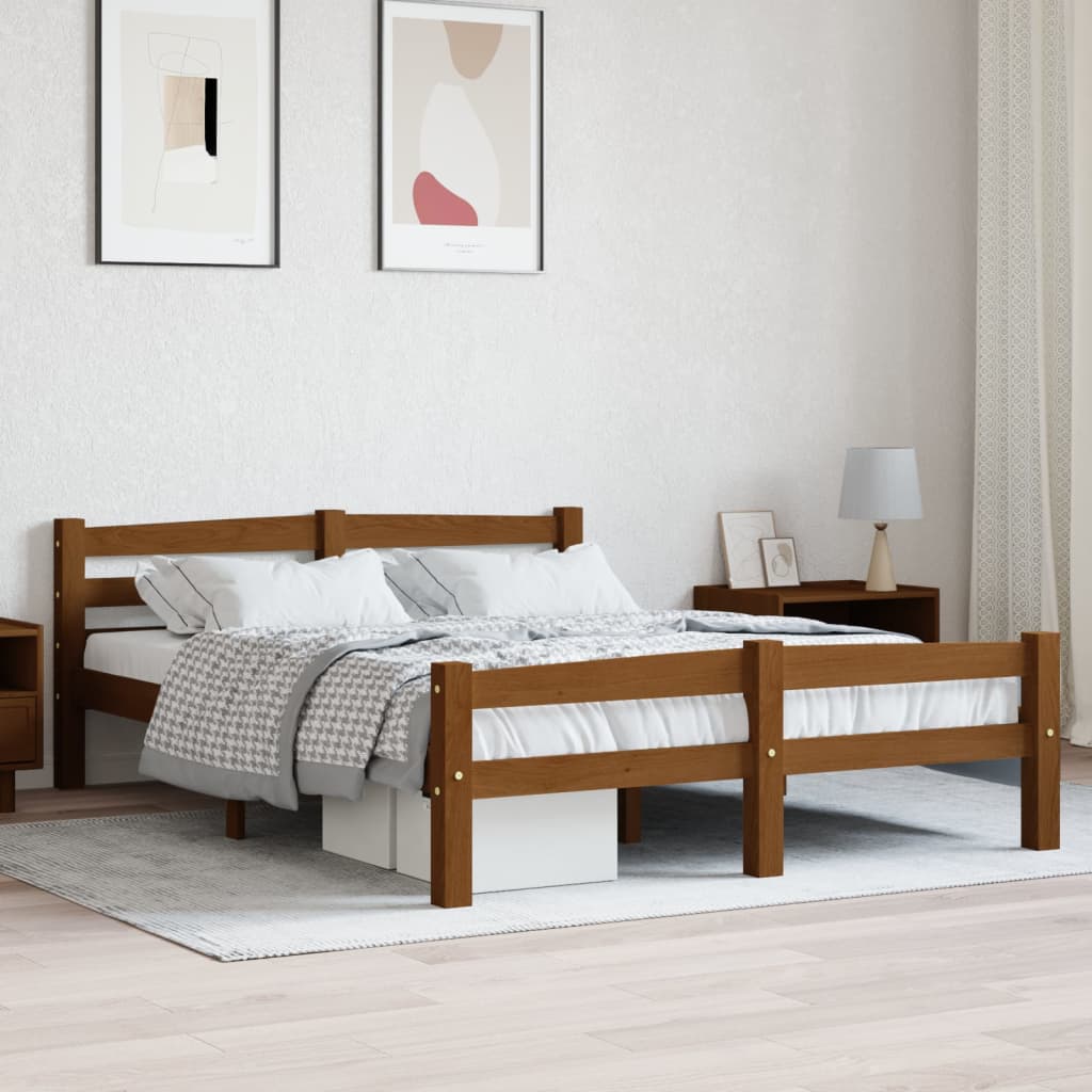 vidaXL Sängynrunko hunajanruskea täysi mänty 120x200 cm