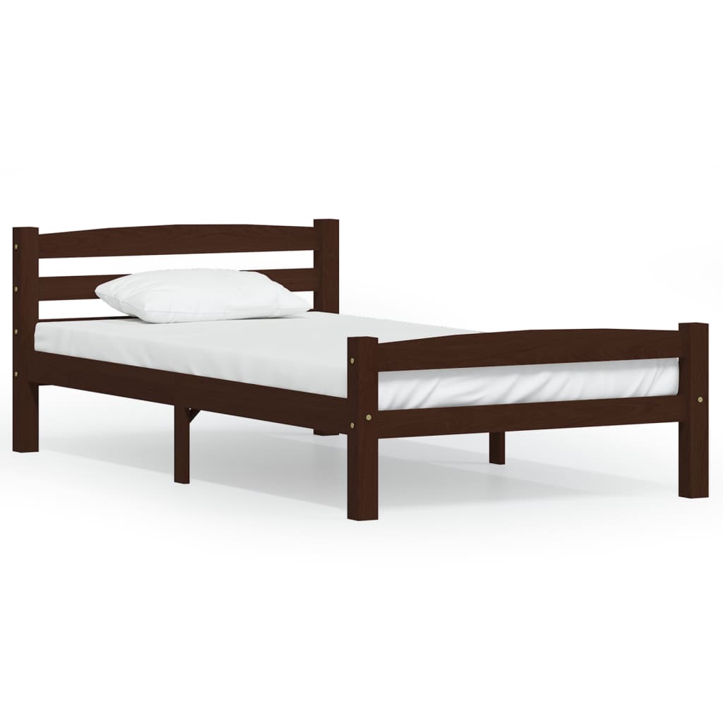 vidaXL Cadru de pat, maro închis, 100x200 cm, lemn masiv de pin