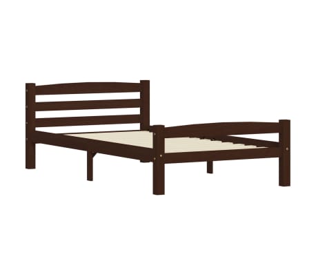 vidaXL Sengeramme mørkebrun heltre furu 100x200 cm