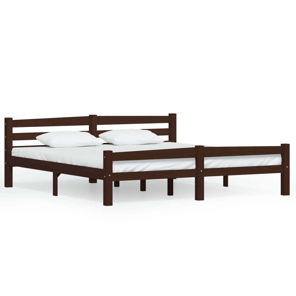 vidaXL Cadru de pat, maro închis, 180×200 cm, lemn masiv de pin vidaXL