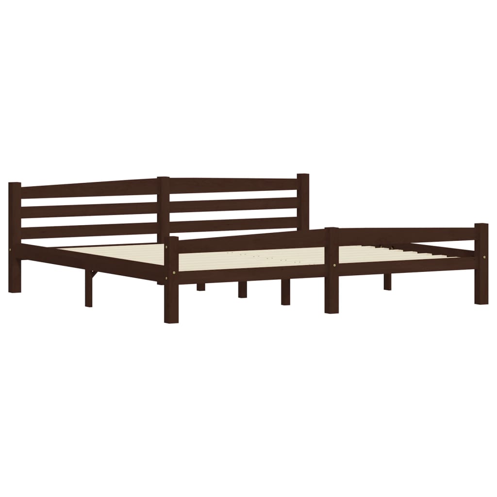 vidaXL Bed Frame Dark Brown Solid Pinewood 200x200 cm