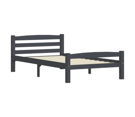 vidaXL Sengeramme mørkegrå heltre furu 90x200 cm
