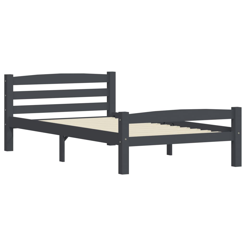 vidaXL Bedframe massief grenenhout donkergrijs 100x200 cm afbeelding