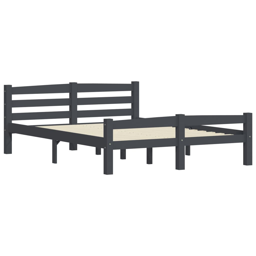 

vidaXL Bedframe massief grenenhout donkergrijs 140x200 cm