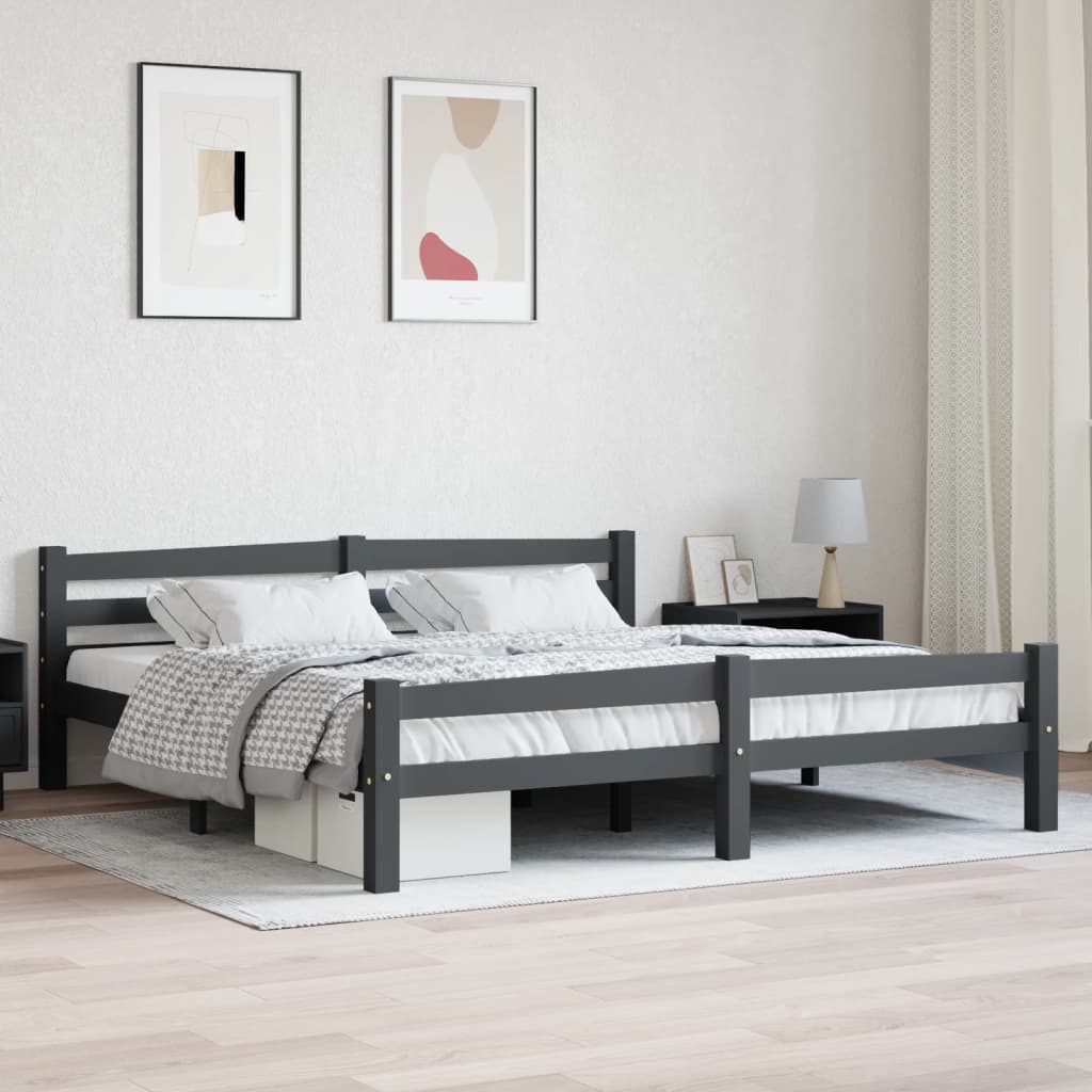 Rám postele tmavě šedý masivní borové dřevo 180 x 200 cm