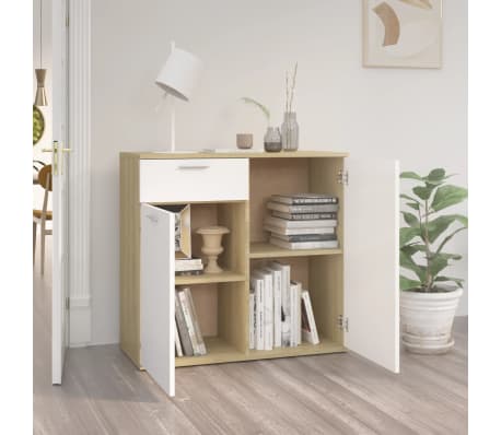 vidaXL Sideboard Weiß Sonoma-Eiche 80x36x75 cm Holzwerkstoff