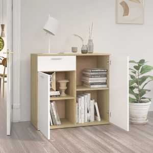 vidaXL &Scaron;oninė spintelė, baltos ir ąžuolo spalvos, 80x36x75cm, MDP