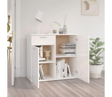 vidaXL Dressoir 80x36x75 cm bewerkt hout hoogglans wit