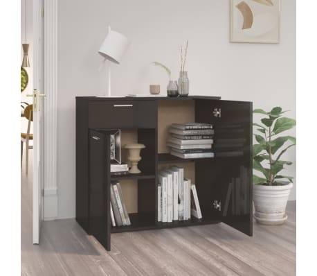 vidaXL Senkki korkeakiilto musta 80x36x75 cm tekninen puu