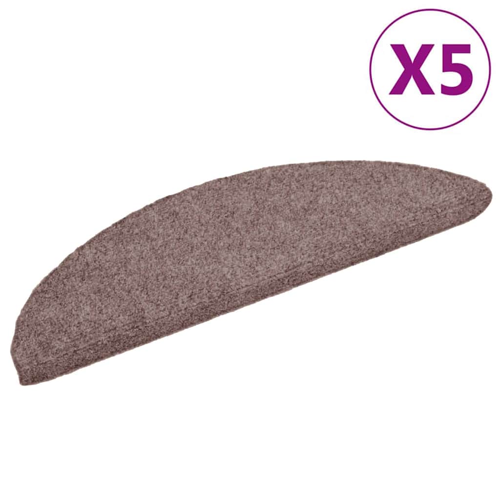 vidaXL Schodové rohože samolepicí 5 ks 56 x 17 x 3 cm světle hnědé, půlkulaté