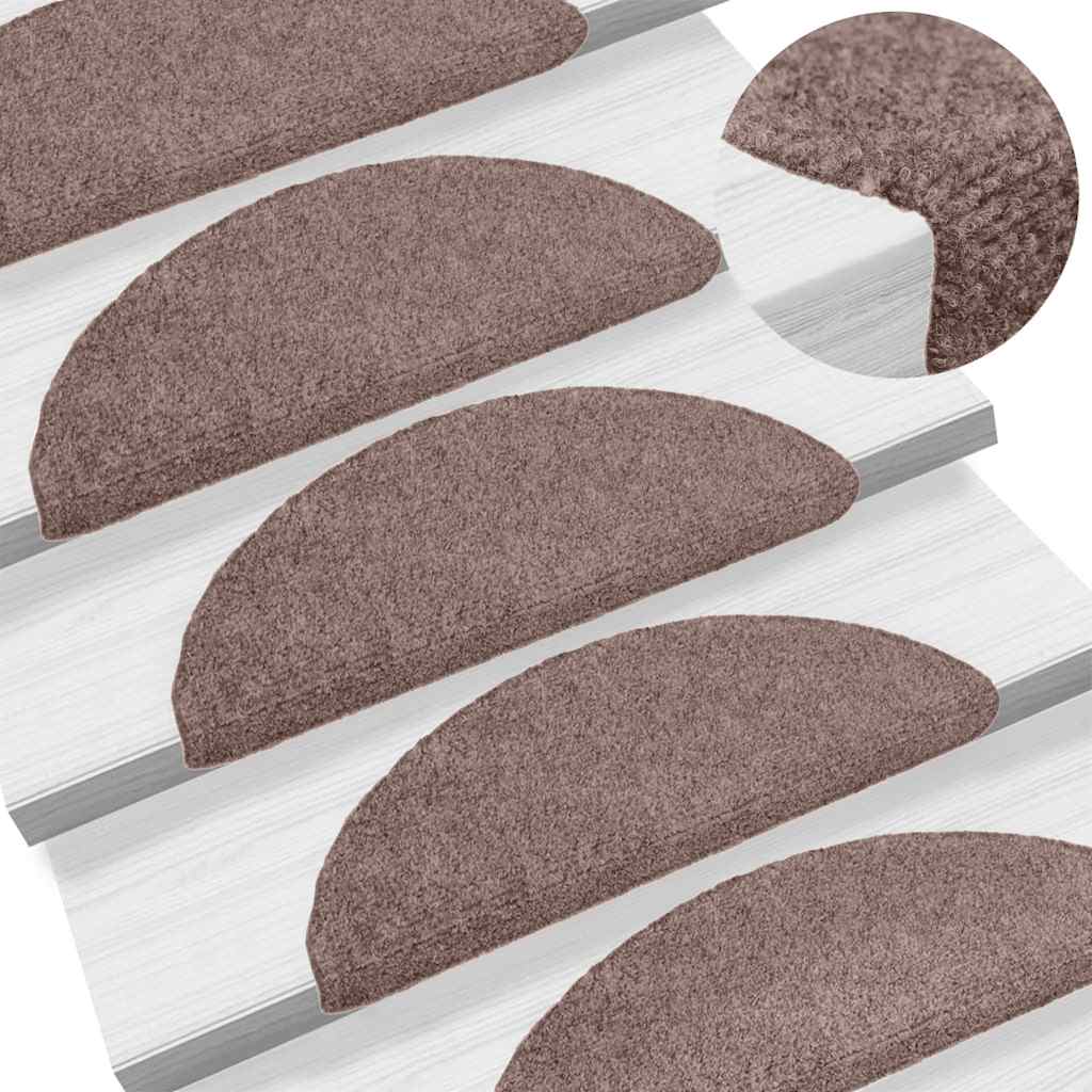 vidaXL Covorașe autoadezive pentru scări, 5 buc., 56x17x3 cm, maro deschis, semirotunde