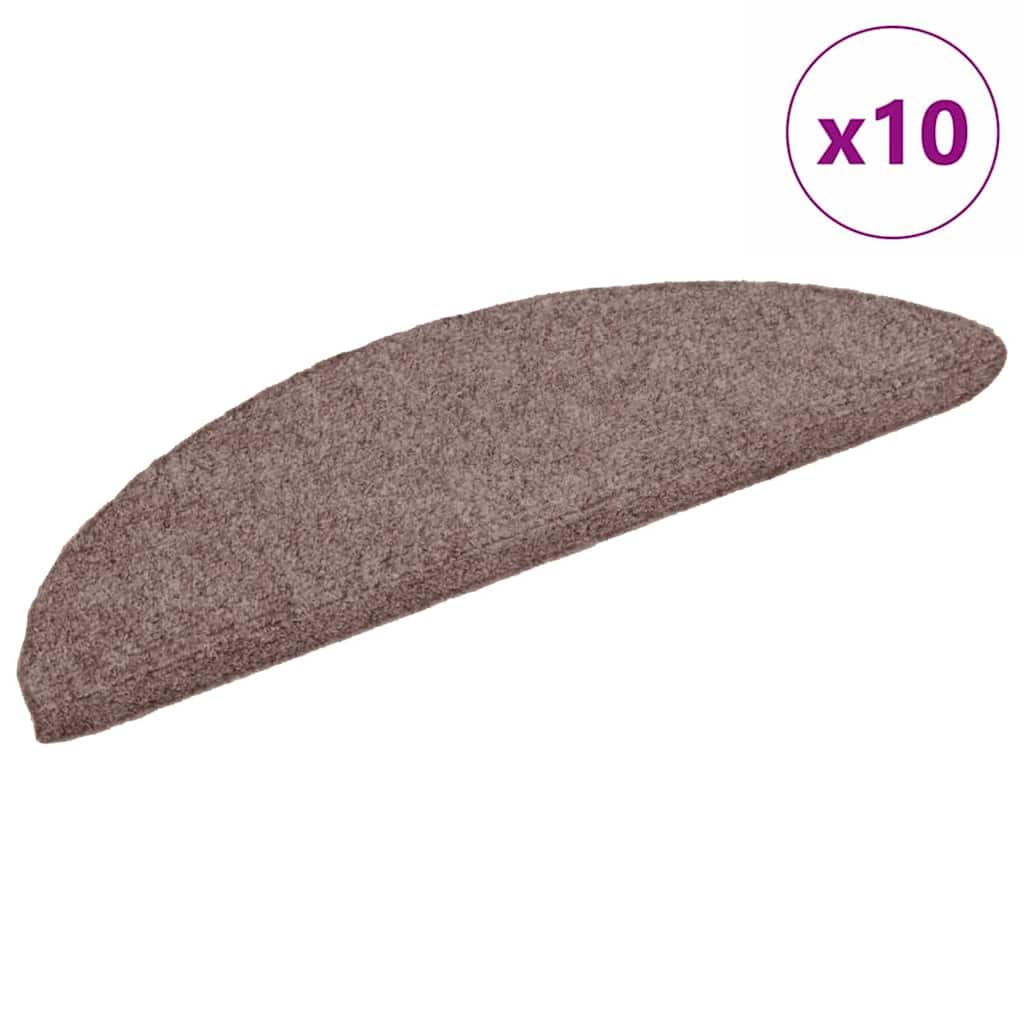 vidaXL Schodové rohože samolepicí 10 ks 56x17x3 cm světle hnědé půlkulaté