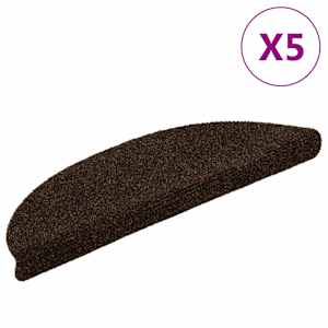 Preproge za stopnice samolepilne 5 kosov 56x17x3 cm rjave polkrožne