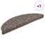  vidaXL 5 db krémszínű tűlyukasztott öntapadó lépcsőszőnyeg 56x17x3 cm termék 2. képe