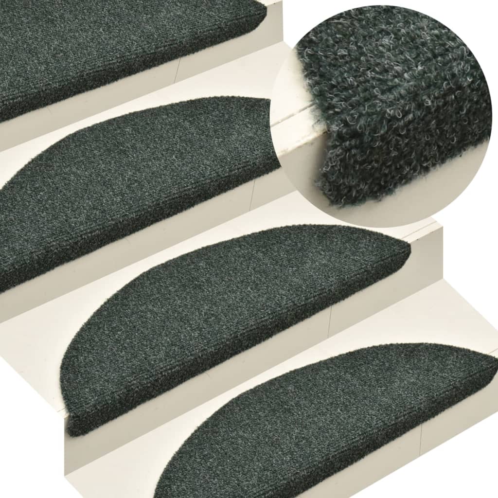 Lipnūs laiptų kilimėliai, 10vnt., žalios spalvos, 56x17x3cm | Stepinfit.lt