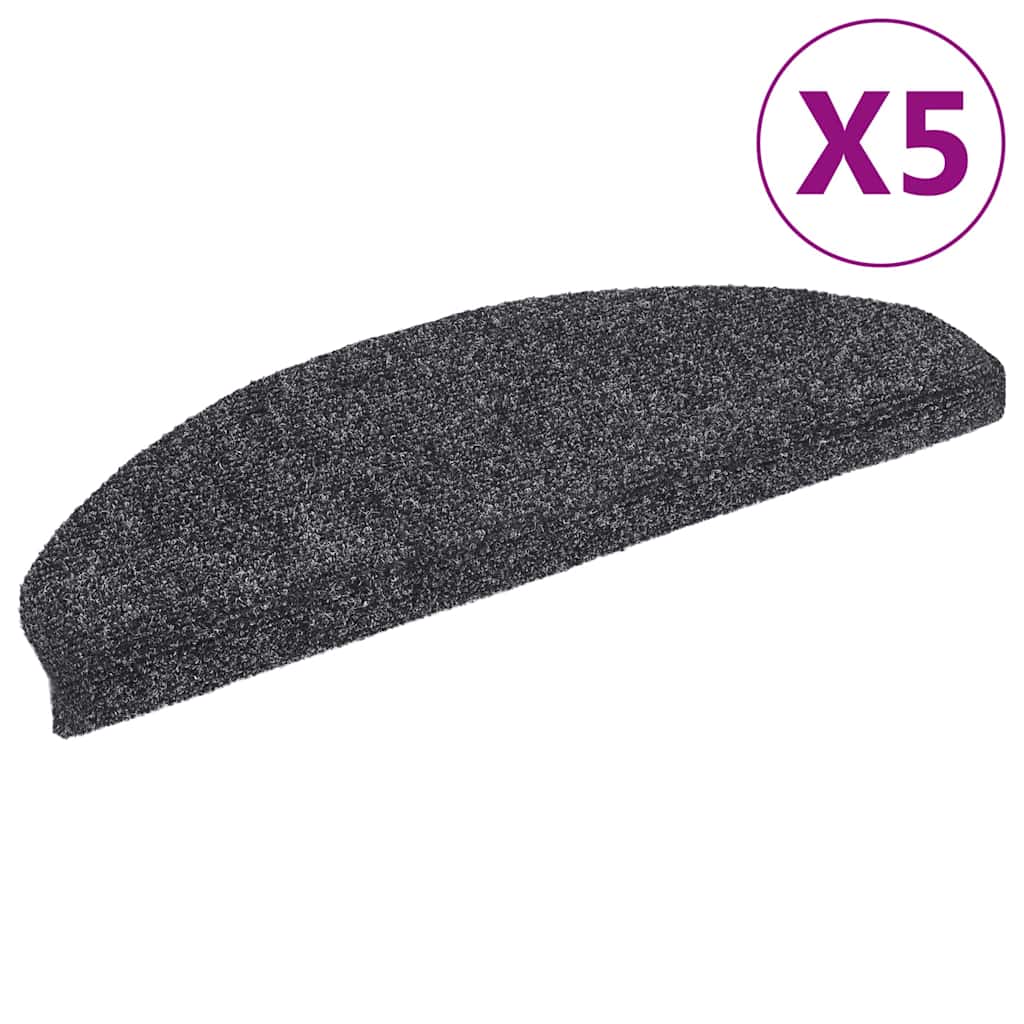 vidaXL Schodové rohože samolepicí 5 ks 65 x 21 x 4 cm tmavě šedé, půlkulaté, velké