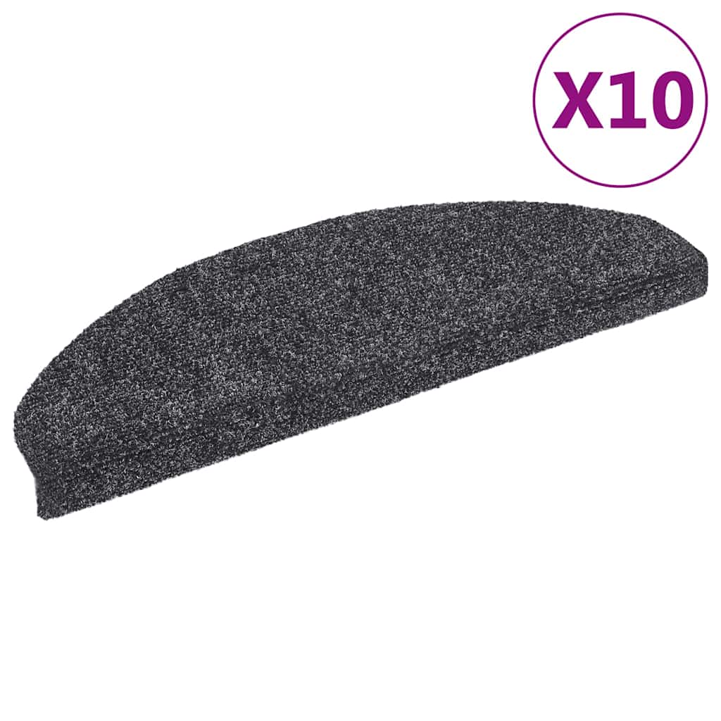 vidaXL Schodové rohože samolepicí 10 ks 65 x 21 x 4 cm tmavě šedé, půlkulaté, velké