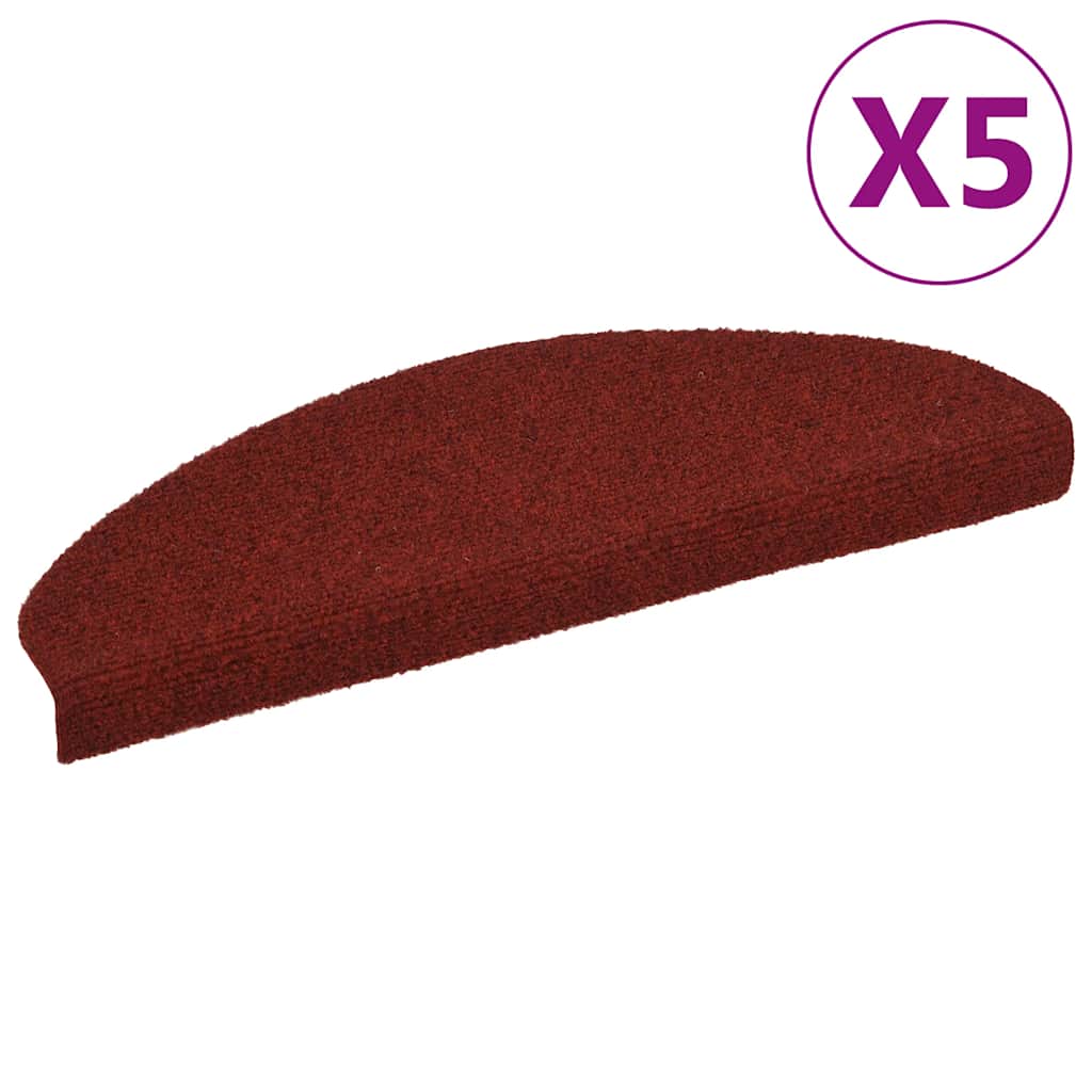vidaXL Stufenmatten Selbstklebend 5 Stk. 65x21x4 cm Bordeauxrot Halbrund Groß