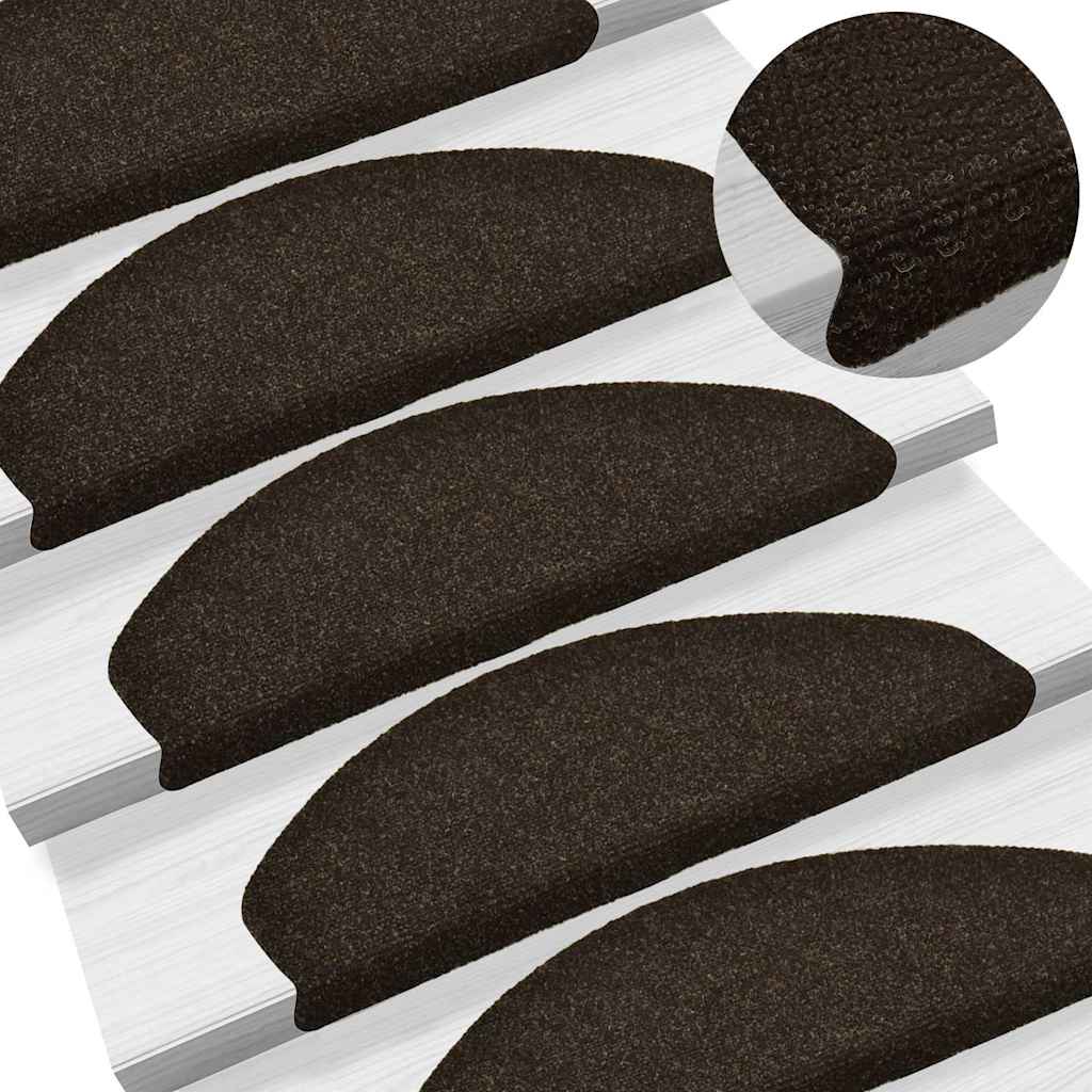 vidaXL Stufenmatten Selbstklebend 10 Stk. 65x21x4 cm Dunkelbraun Halbrund Groß