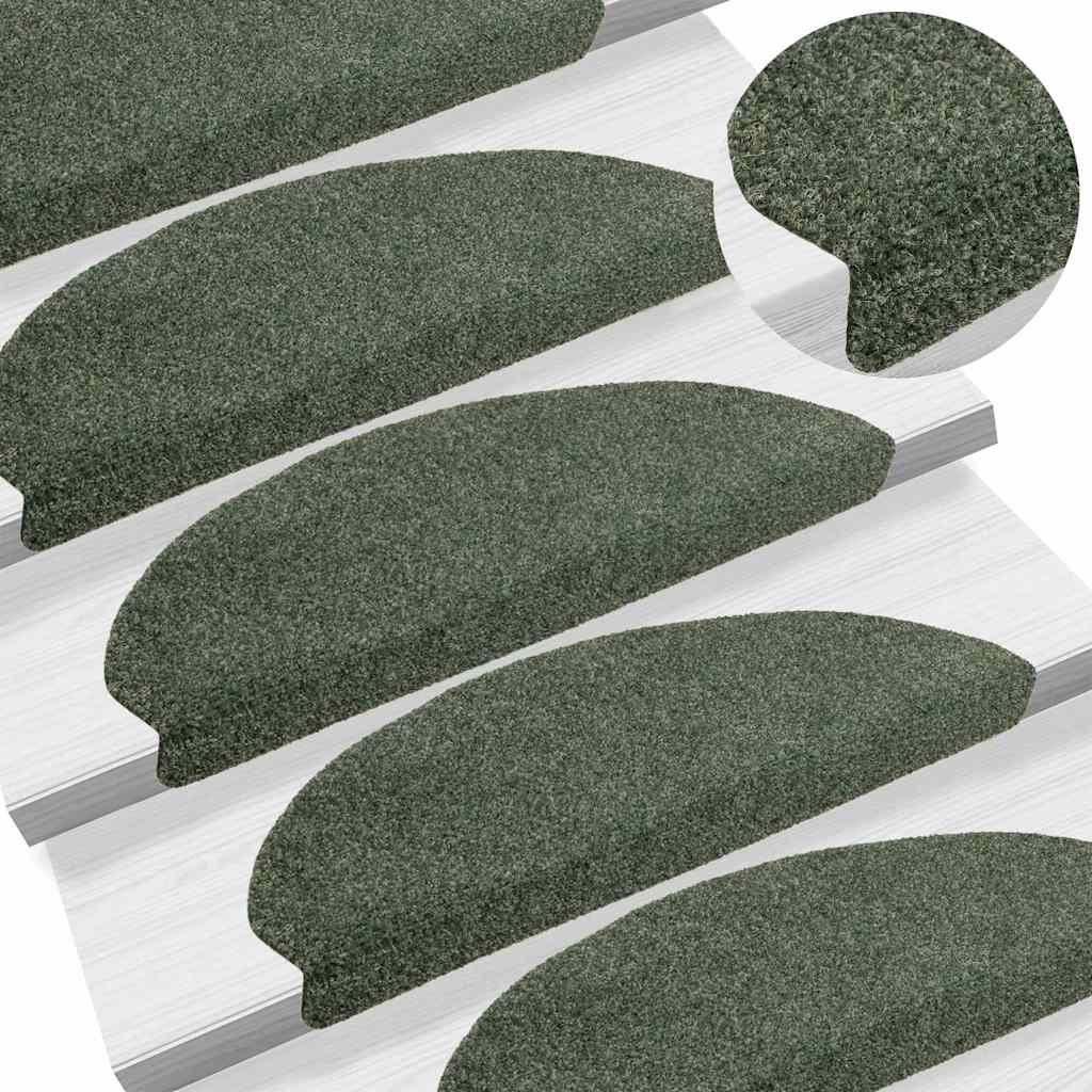 vidaXL Covorașe autoadezive scări, 10 buc, verde, 65x21x4 cm, punch