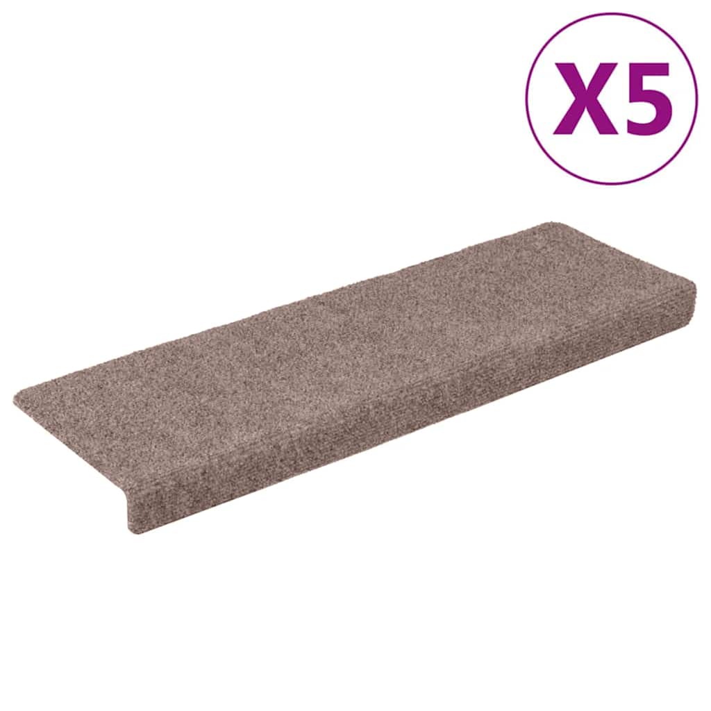 vidaXL Nášlapy na schody 5 ks hnědé 65x21x4 cm vpichované