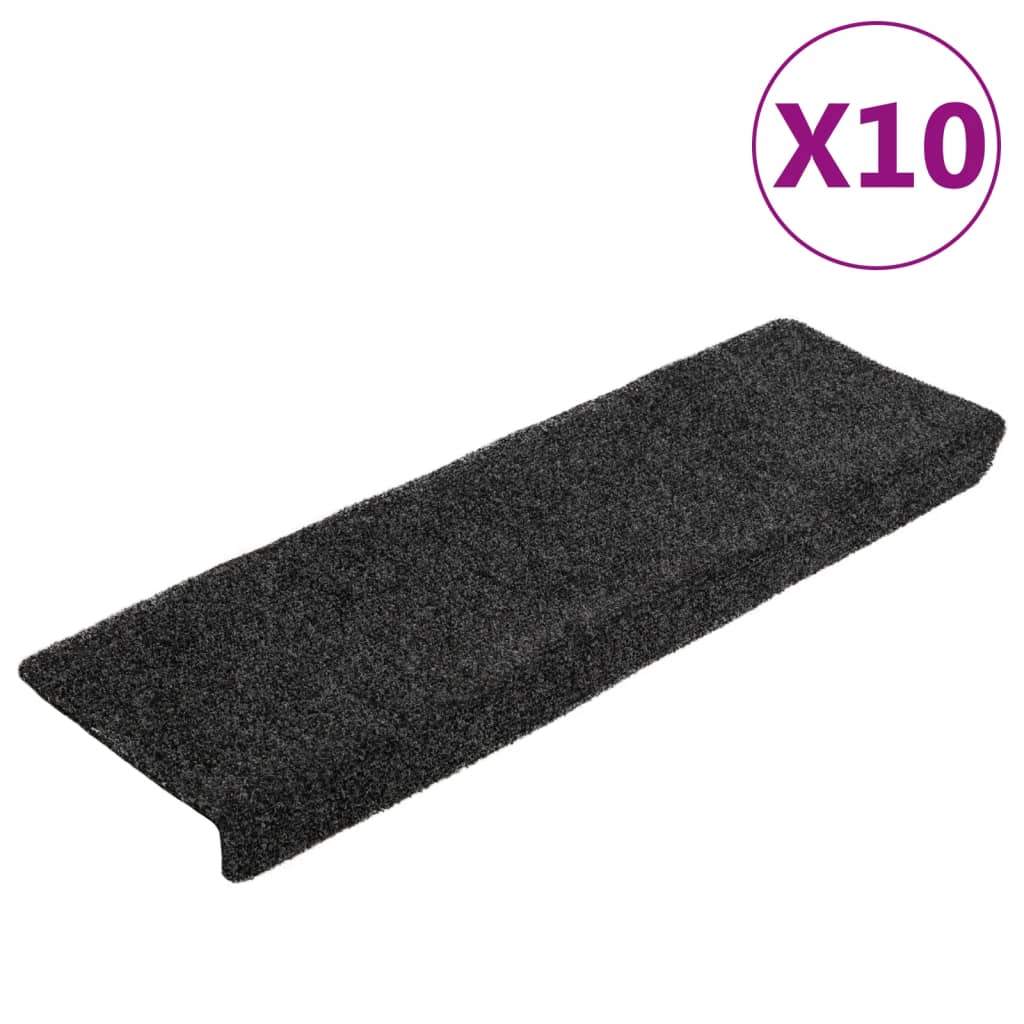 vidaXL Schodové rohože samolepicí 10 ks 65 x 21 x 4 cm šedé s obdélníkovým okrajem
