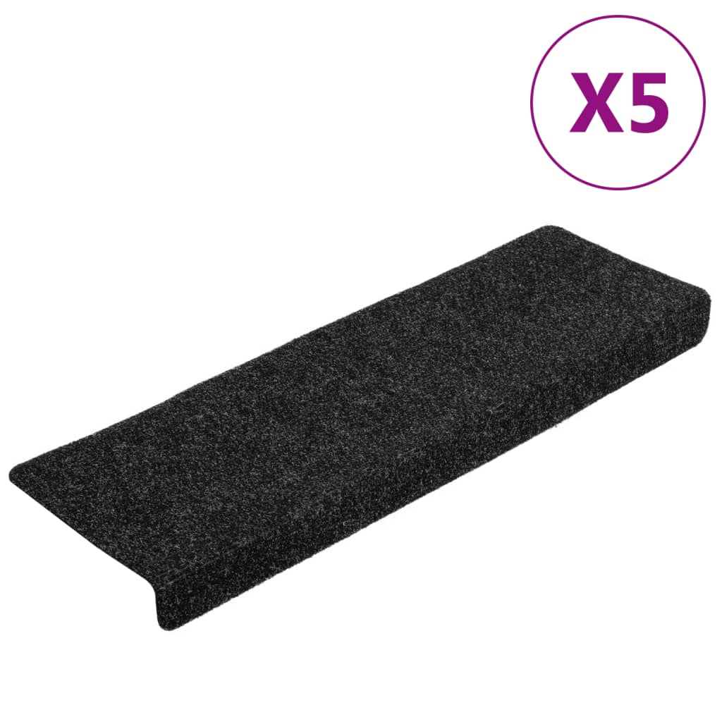 vidaXL Nášlapy na schody 5 ks černé 65x21x4 cm vpichované