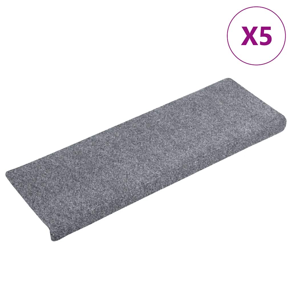 vidaXL Nášlapy na schody 5 ks světle šedé 65x21x4 cm vpichované