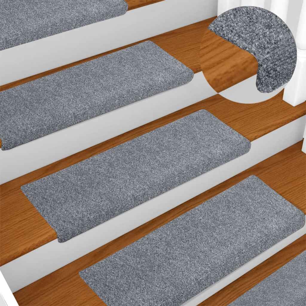 vidaXL Treppenmatten 5 Stk. Hellgrau 65x21x4 cm Nadelvlies