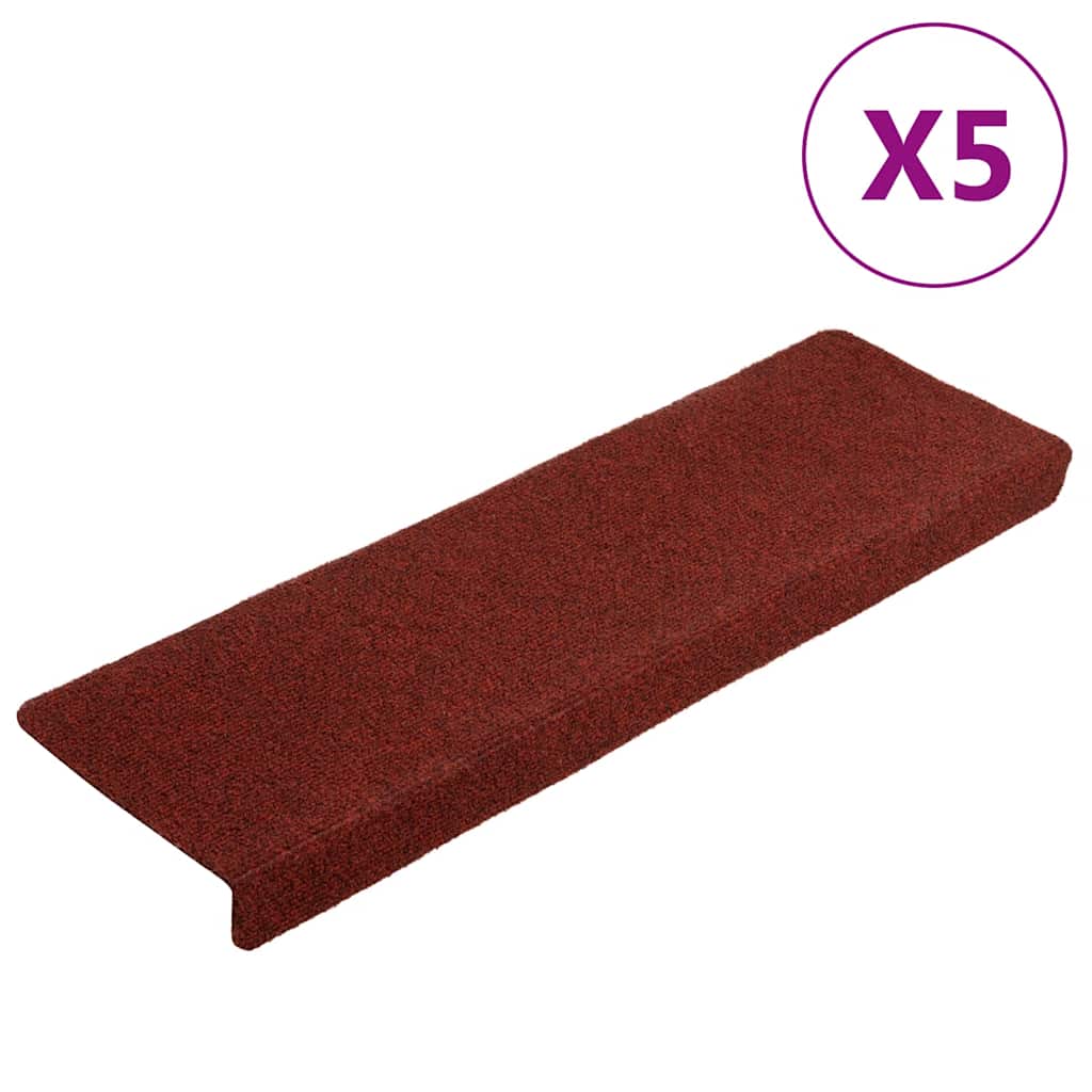 vidaXL Stufenmatten Selbstklebend 5 Stk. 65x21x4 cm Bordeauxrot Rechteckiger Rand