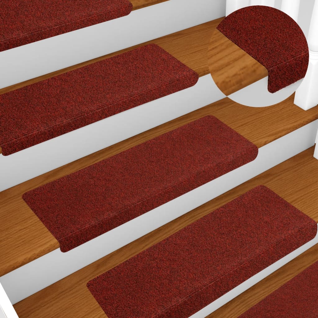 vidaXL Tapis de marches d'escalier 5 pcs Bordeaux 65x25 cm Aiguilleté