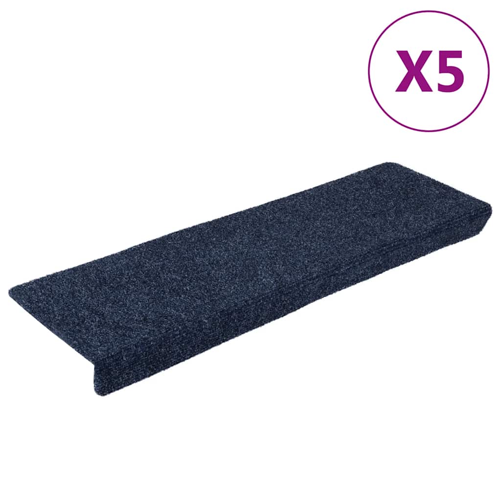 vidaXL Schodov&eacute; rohože, samolepiace, 5 ks, 65x21x4 cm, antracitov&eacute;, s obdĺžnikov&yacute;m okrajom