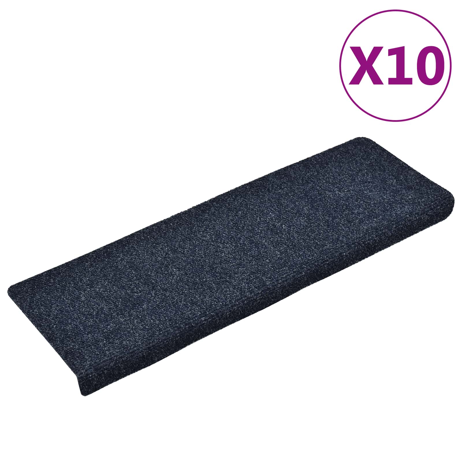 vidaXL Schodové rohože, samolepiace, 10 ks, 65x21x4 cm, antracitové, s obdĺžnikovým okrajom