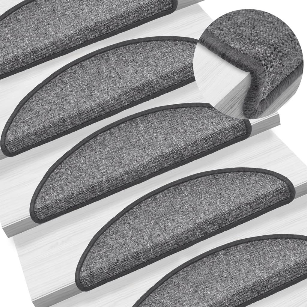 vidaXL Stufenmatten 10 Stk. 56x17x3 cm Dunkelgrau Halbrund