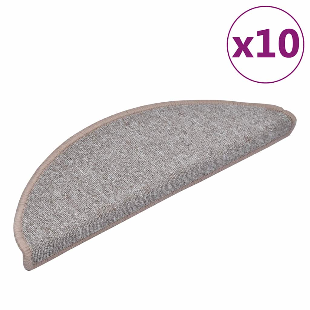 vidaXL Schodové rohože 10 ks 65x24x4 cm svetlohnedé polkruhové veľké