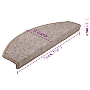 Schodové rohože 10 ks 65 x 24 x 4 cm světle hnědé, půlkulaté, velké - obrázek 9