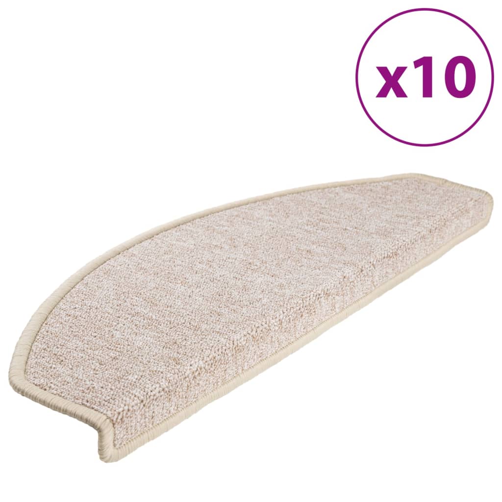 vidaXL Schodové rohože 10 ks 65 x 24 x 4 cm béžové, půlkulaté, velké