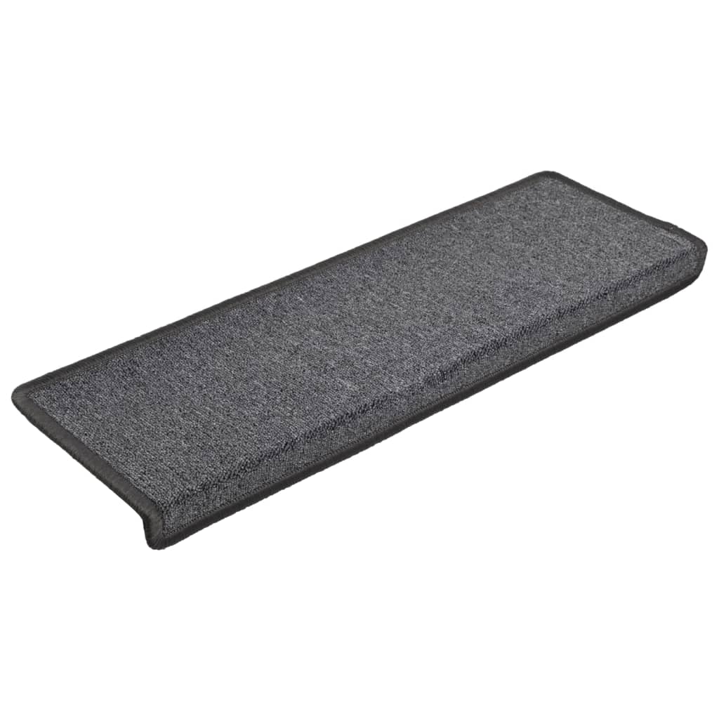 vidaXL Tapetes de escadas 10 pcs 65x21x4 cm cinza-escuro