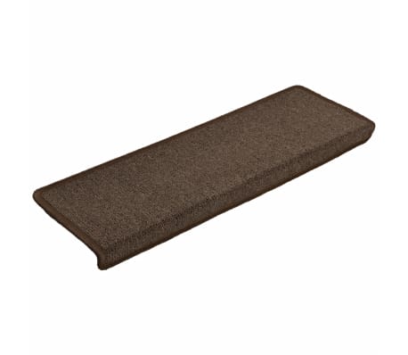 vidaXL Tapetes de escadas 5 pcs 65x21x4 cm castanho