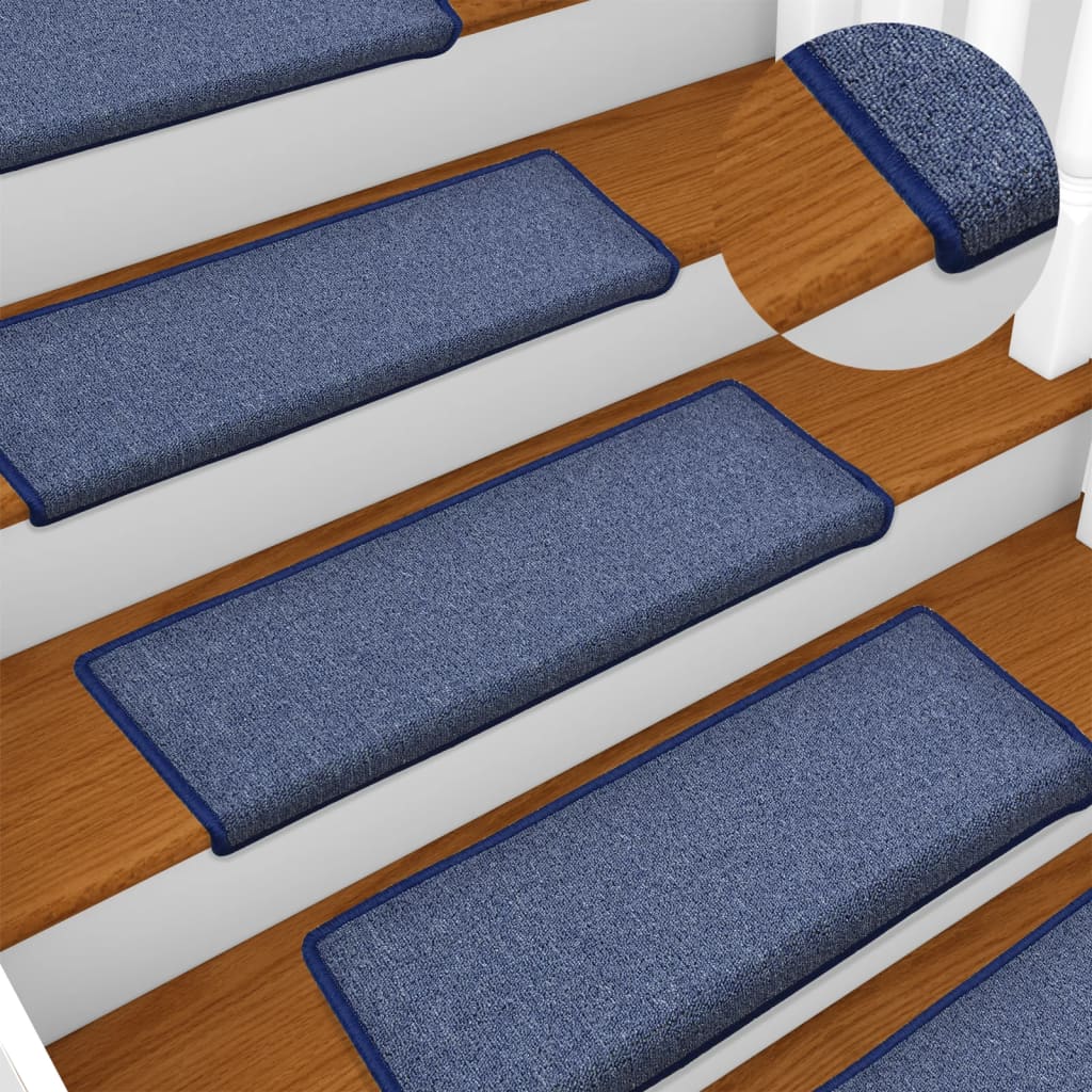 vidaXL Tapetes de escadas 5 pcs 65x25 cm azul