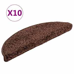 Schodové rohože 10 ks 56 x 17 x 3 cm hnědé půlkulaté - obrázek 2
