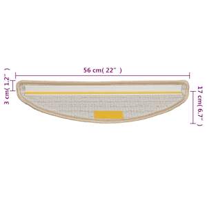Schodové rohože 10 ks 56x17x3 cm krémové, půlkulaté - obrázek 8