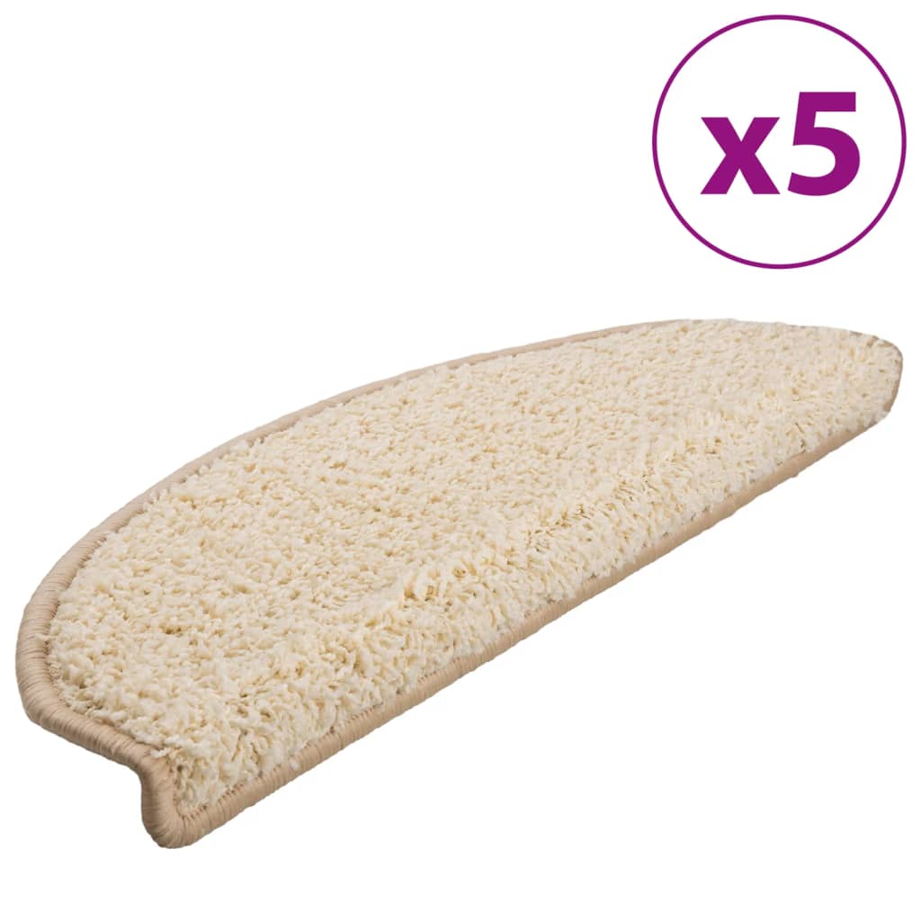 vidaXL Trapmatten 5 st 65x21x4 cm crèmekleurig
