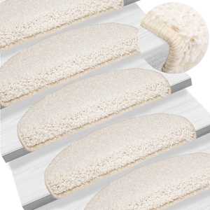 Stopniščne preproge 10 kosov 65x21x4 cm bele polkrožne velike