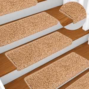 Stopniščne preproge 10 kosov 65x21x4 cm bež pravokotne