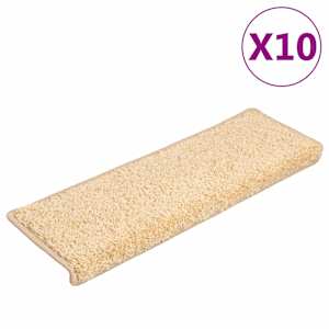 Schodové rohože 10 ks 65 x 21 x 4 cm krémové s obdélníkovým okrajem - obrázek 2