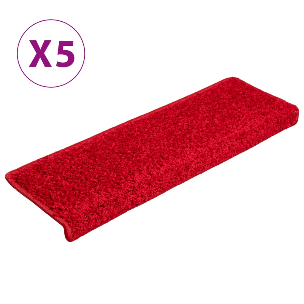 Covorașe de scară, 5 buc., roșu, 65×25 cm