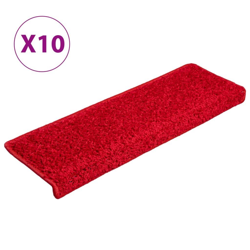 Covorașe de scară, 10 buc., roșu, 65×25 cm