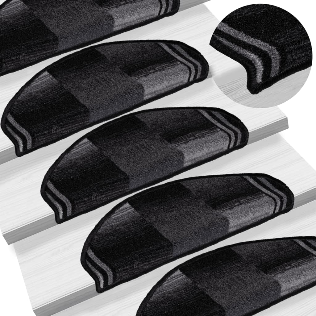 vidaXL Covorașe scări autoadezive, 10 buc., negru și gri, 65x21x4 cm